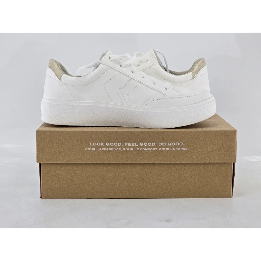 Dr. Scholls Madison Lace Sneaker Womens 9.5 White Gold Platform - Excellent